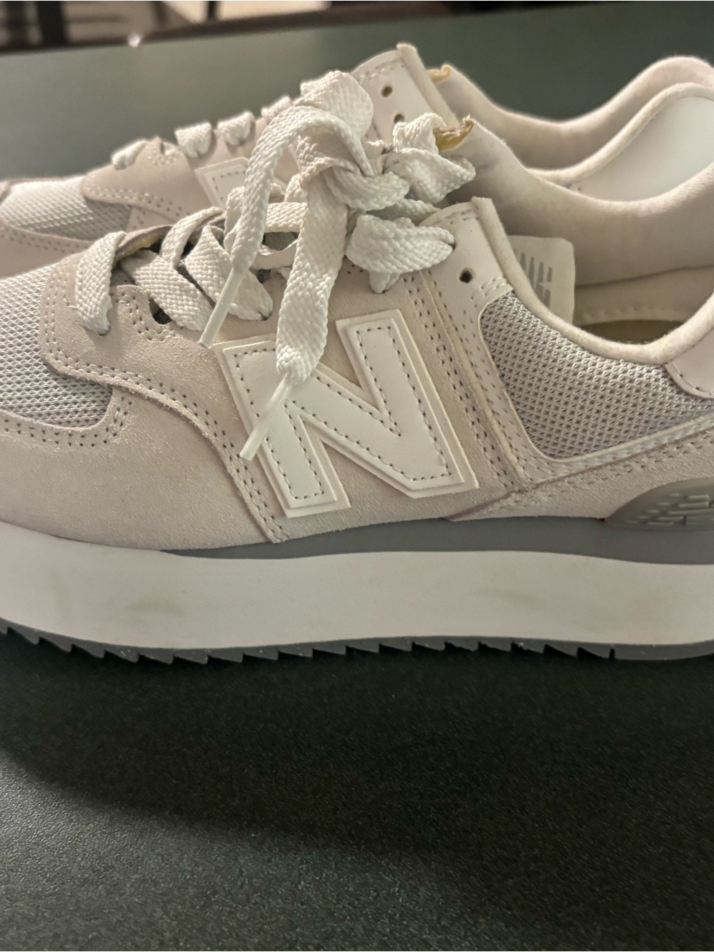 New Balance Women’s Off-White Suede & Mesh Sneaker
